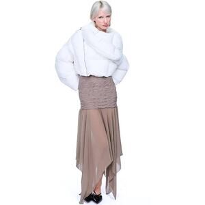 NWT Izzy Du‎ Neptune Short Puffer Jacket White Goodwill Down Size S/M